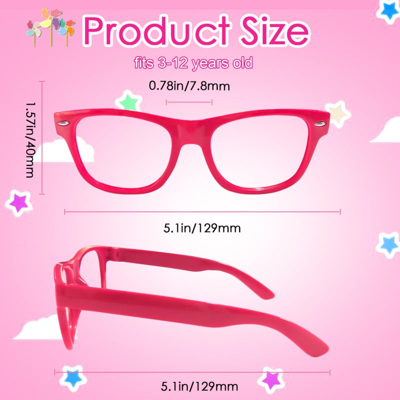 Sunovelties 12 Pack Kids No Lens Ultralight Square Costume Frame Glasses Neon Color Party Favors For Boys Girls Daily Outfit Accessories - Image 3
