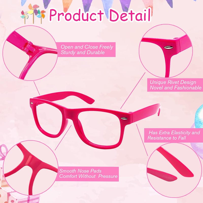 Sunovelties 12 Pack Kids No Lens Ultralight Square Costume Frame Glasses Neon Color Party Favors For Boys Girls Daily Outfit Accessories - Image 4