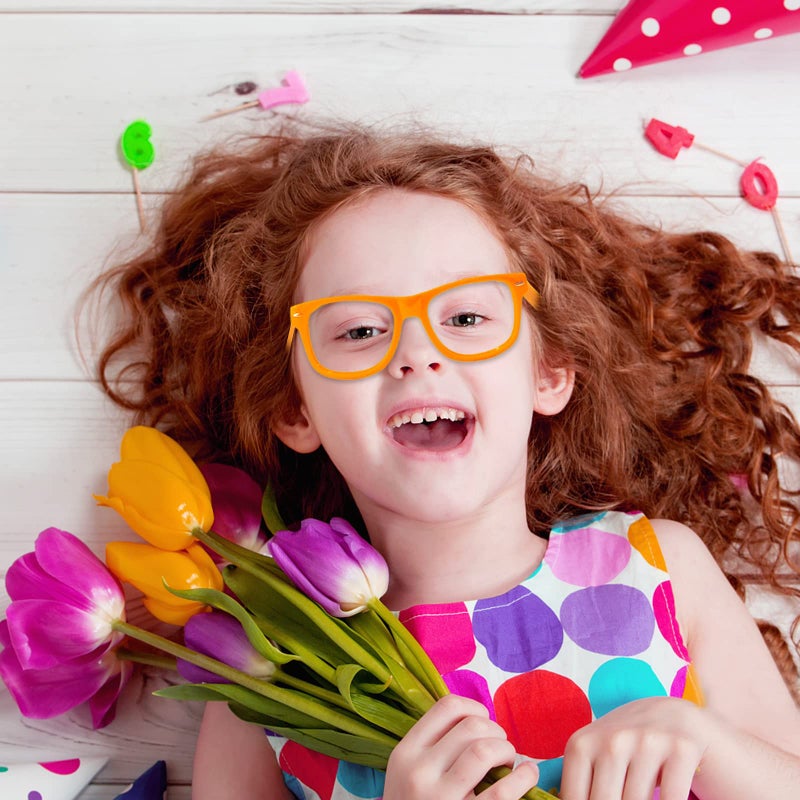 Sunovelties 12 Pack Kids No Lens Ultralight Square Costume Frame Glasses Neon Color Party Favors For Boys Girls Daily Outfit Accessories - Image 2