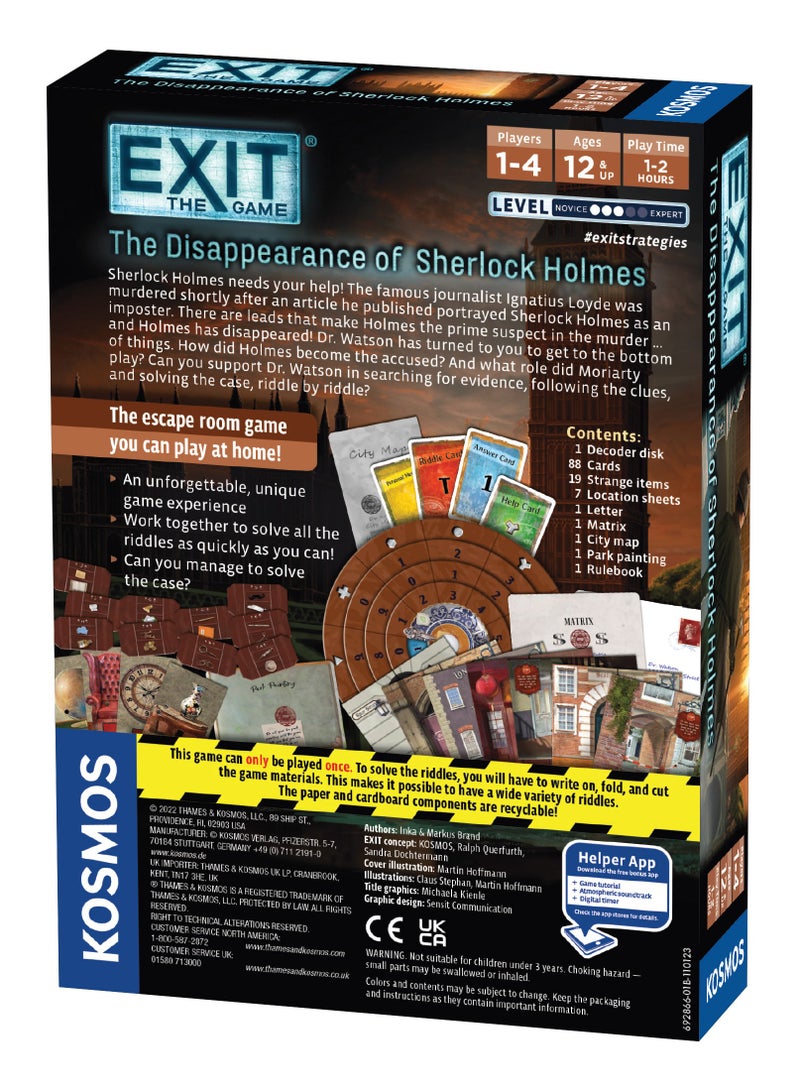 كوزموز Exit: The Disappearance Sherlock Holmes- Thames & Kosmos - Escape The Room in a Box - Co-op Game - 1 Player + - Image 2