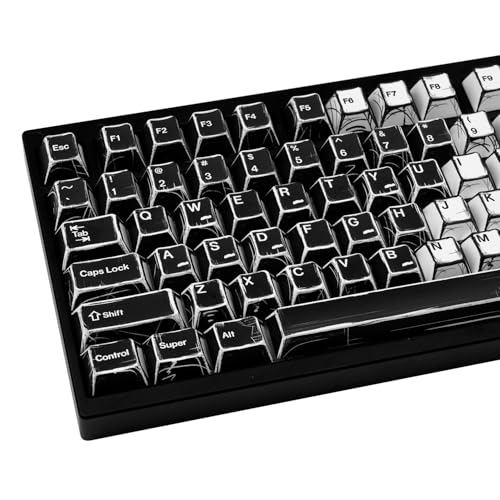 GEKUCAP PBT Keycaps, Black and White Manga Style Keycaps Set, 135 Keys Cherry Profile Dye Sub Custom Keycap Minimalis Keyboard Key caps for 60%, 65%, 75%, 100% Cherry MX Mechanical Keyboard - Image 1