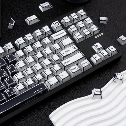 GEKUCAP PBT Keycaps, Black and White Manga Style Keycaps Set, 135 Keys Cherry Profile Dye Sub Custom Keycap Minimalis Keyboard Key caps for 60%, 65%, 75%, 100% Cherry MX Mechanical Keyboard - Image 5