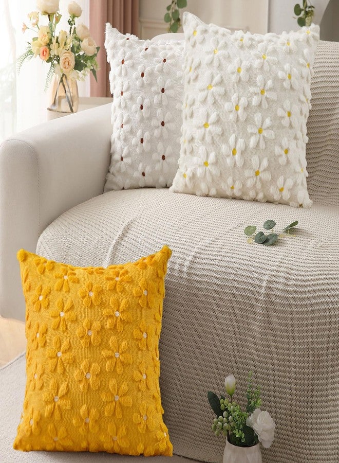 DFXSZ Spring Summer Pillow Covers 18x18 inch Set of 2 Farmhouse Decor Rust Color Flower Heart Daisy Soft Plush Faux Fur Jacquard Throw Pillows for Bedroom Sofa Holiday Spring Home Decor PTK024B18 - Image 5