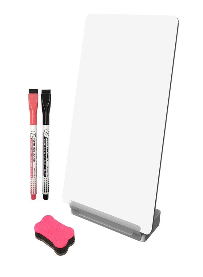 Yagee Desktop Whiteboard with Storage, Dry Erase Board with Phone & Tablet Stand, to-do List Memo, Double-Sided Writing Board for Office and School Supplies, 9.5''×6.7'', Marker＆Duster Included - Image 1