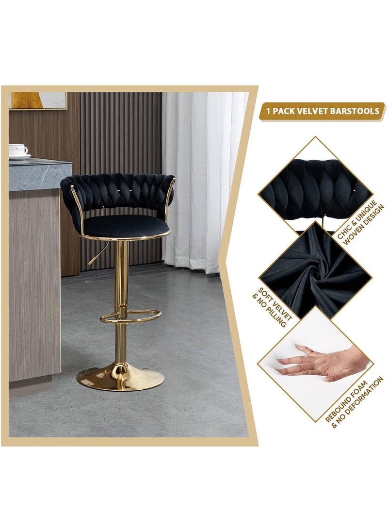 DubaiGallery - Bar Stools 360° Swivel Chair with Backrest, Modern Adjustable Counter Height Barstools, Premium Velvet Upholstered Bar Stool for Kitchen Pub, Café, Counter, Bar, Restaurant - Image 1