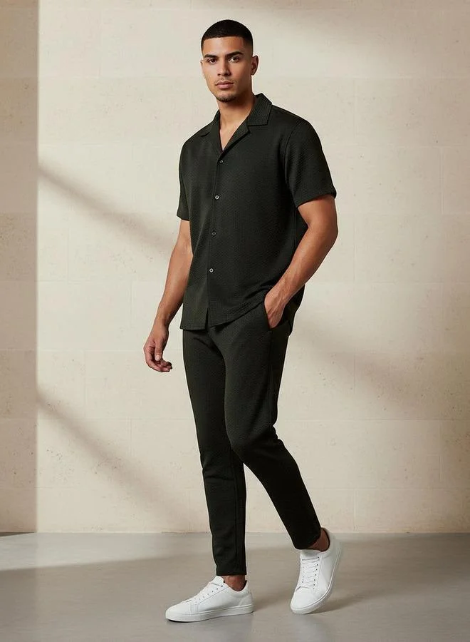 Splash FAV Textured Shirt and Trousers Set