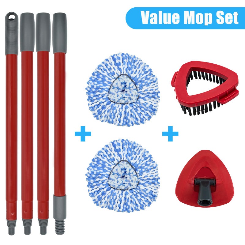 Yuunaie Mop Replacement for Ocedar, Mop for O Cedar, Replacement Mop for O Cedar Spin Mop Contains 4-Section Mop Handle 2 Mop Replace Head 1 Mop Base 1 Scrubber Mop Head for O-Cedar Spin Mop - Image 3