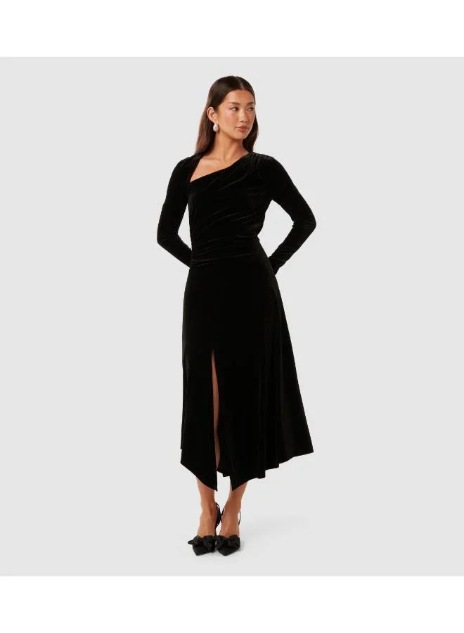 Forever New Sawyer Asym Velvet Drape Dress