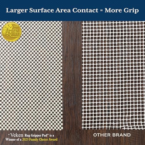 Veken 5x7 Ft Rug Pad Gripper for Hardwood Floors, Non Slip Rug Pads for Area Rugs, Thick Rug Grippers for Tile Floors, Under Carpet Anti Skid Mat, Keep Your Rugs Safe and in Place - Image 2