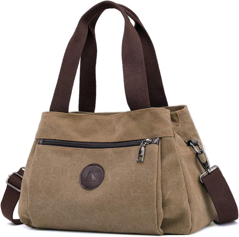 DOURR Store Hobo Handbags Canvas Crossbody Bags for Women, Multi Compartment Tote Purse Medium Satchel - Image 1