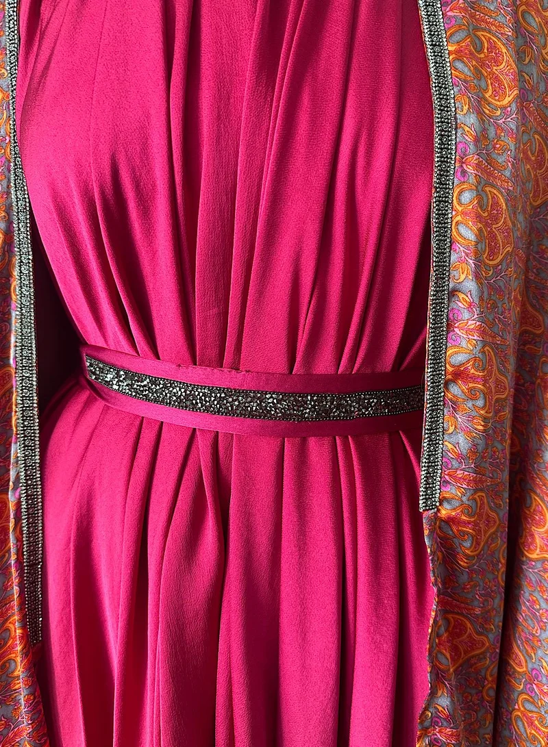 ECSTACY Printed Cape Dress Set