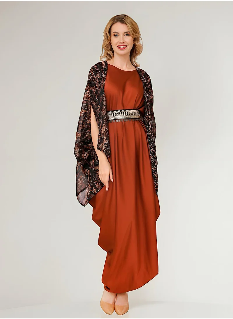 ECSTACY Printed Cape Dress Set