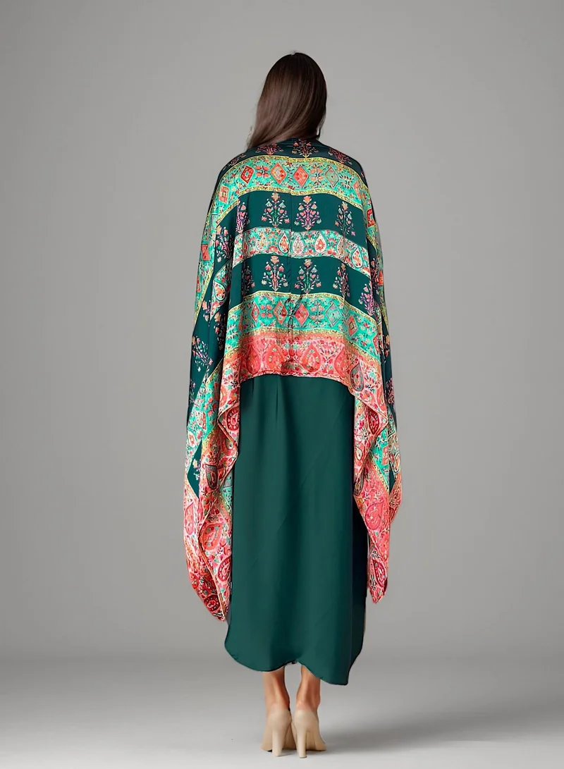 Ecstacy Printed Cape Dress Set