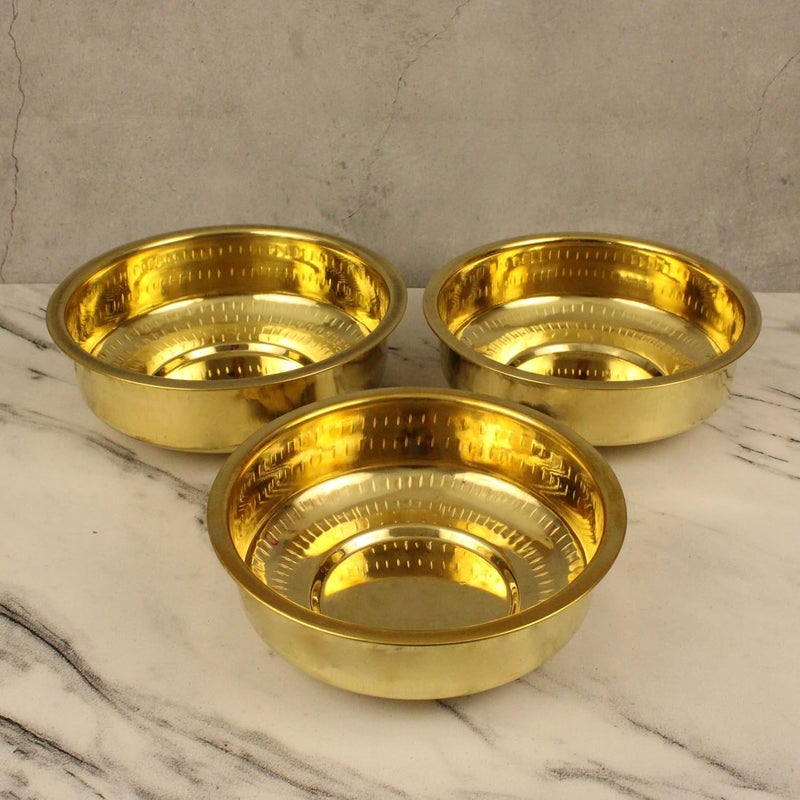 Putrika Brass Cooking Utensil Patile Tope Cookware Tapeli Peetal Urli Ponichatti Thiruvaradhana Bowl Sarva Satti Tharpana Chatti Abhisheka Pathram for Pooja Puja Nombu Bowl Set - Image 2