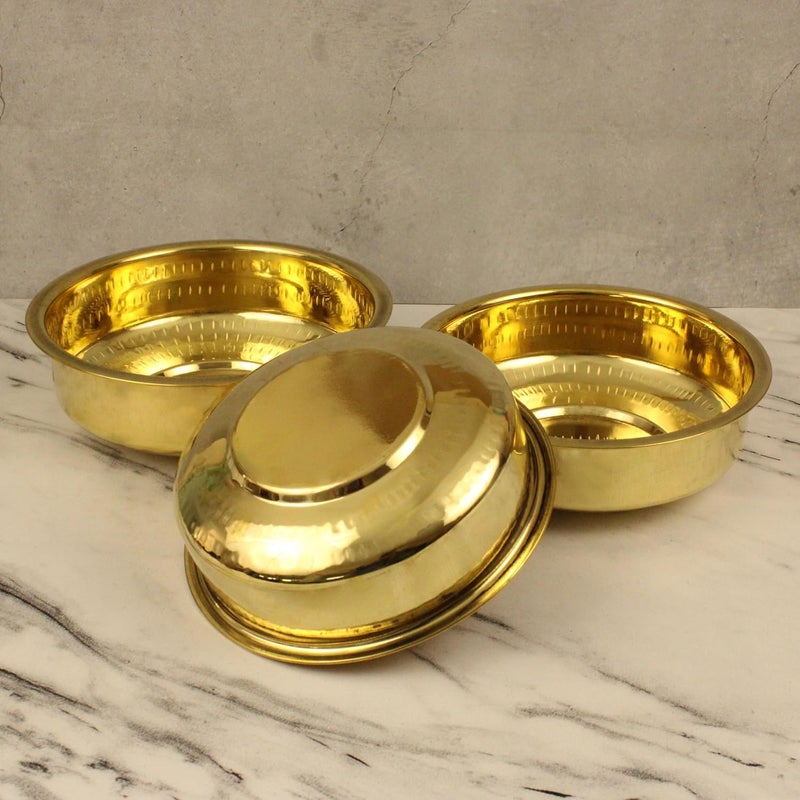 Putrika Brass Cooking Utensil Patile Tope Cookware Tapeli Peetal Urli Ponichatti Thiruvaradhana Bowl Sarva Satti Tharpana Chatti Abhisheka Pathram for Pooja Puja Nombu Bowl Set - Image 3