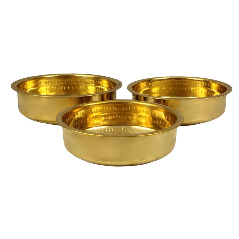 Putrika Brass Cooking Utensil Patile Tope Cookware Tapeli Peetal Urli Ponichatti Thiruvaradhana Bowl Sarva Satti Tharpana Chatti Abhisheka Pathram for Pooja Puja Nombu Bowl Set - Image 1