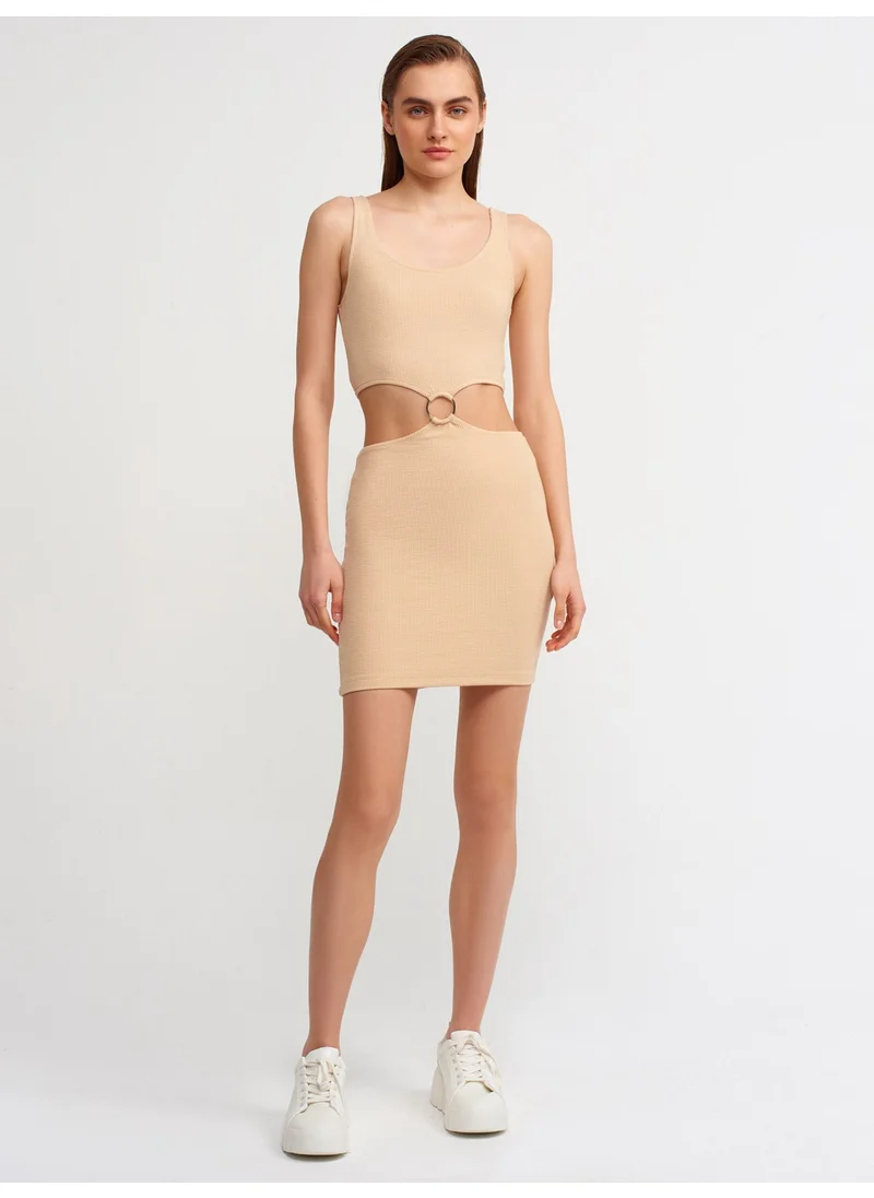 ديلفين 90338 Ring Detailed Dress-Beige