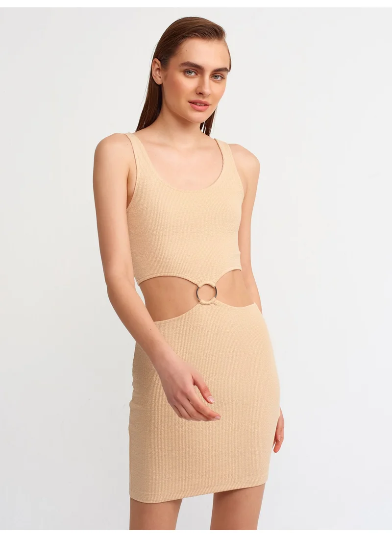 ديلفين 90338 Ring Detailed Dress-Beige