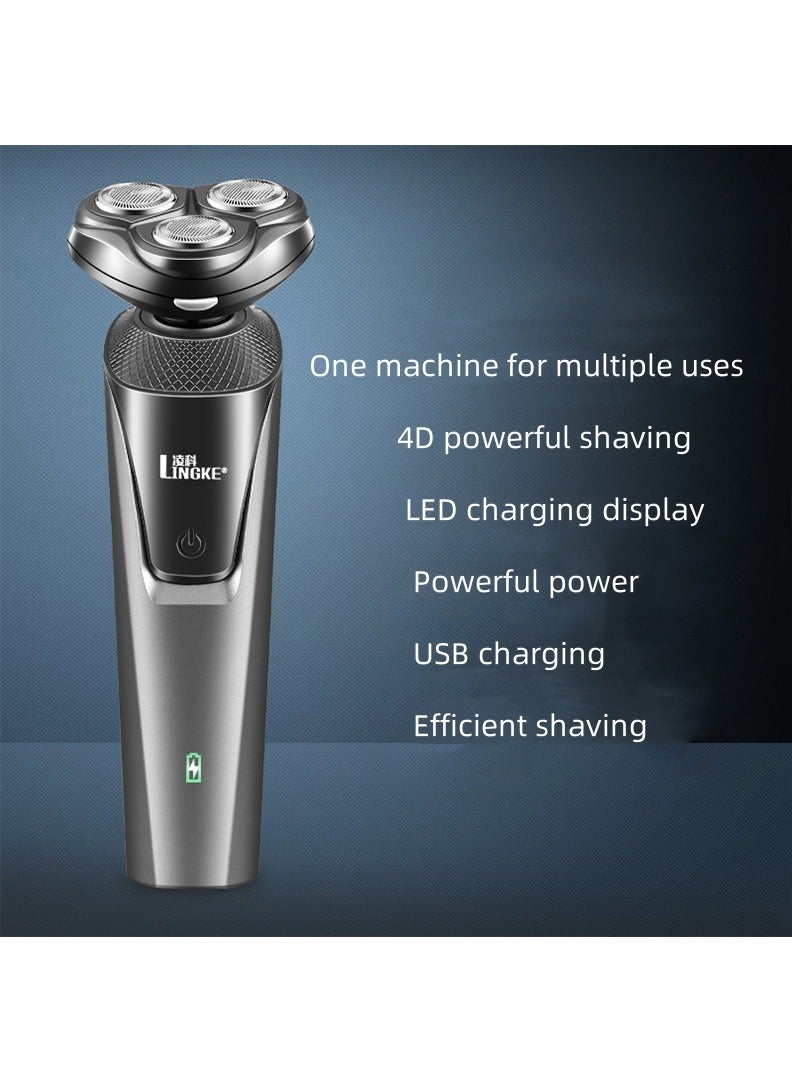 LINGKE Three-head three-in-one shaver set men's beard shaver washable - Image 2