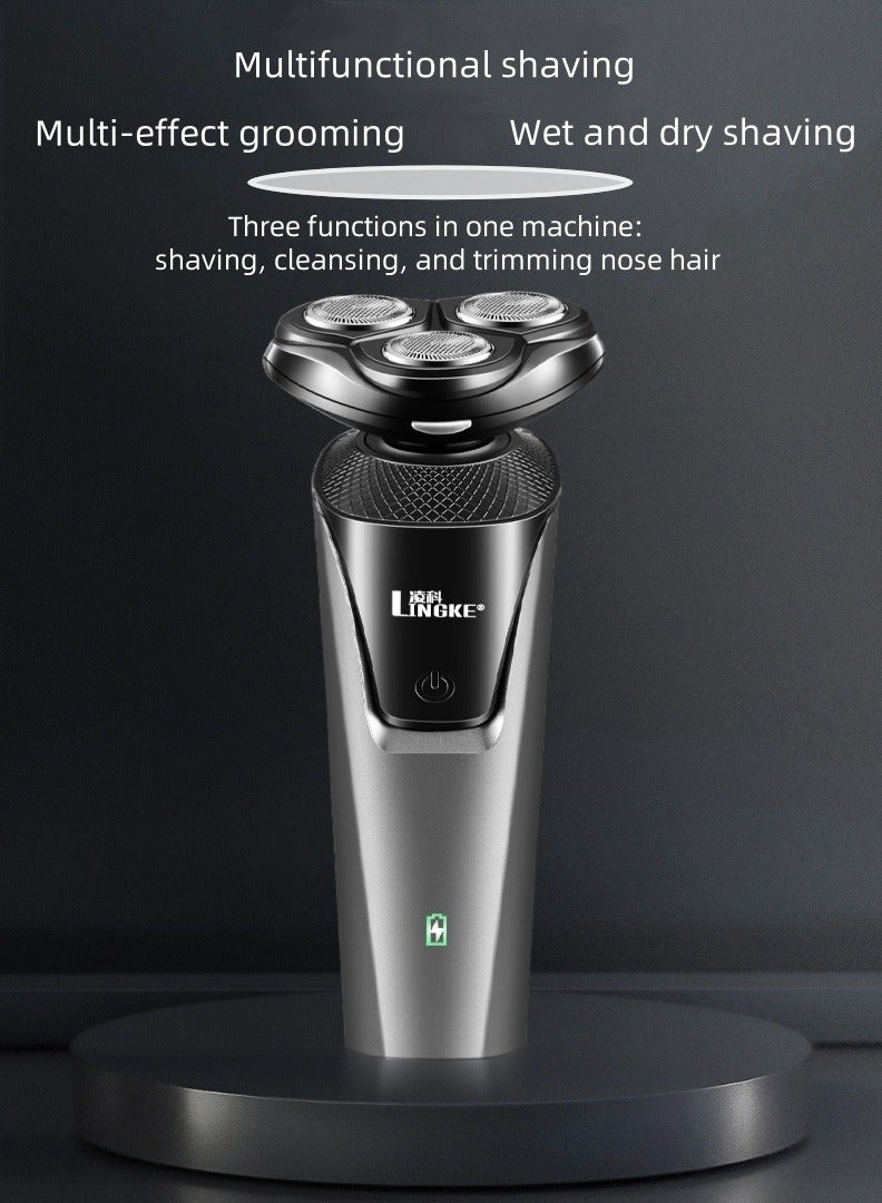 LINGKE Three-head three-in-one shaver set men's beard shaver washable - Image 3