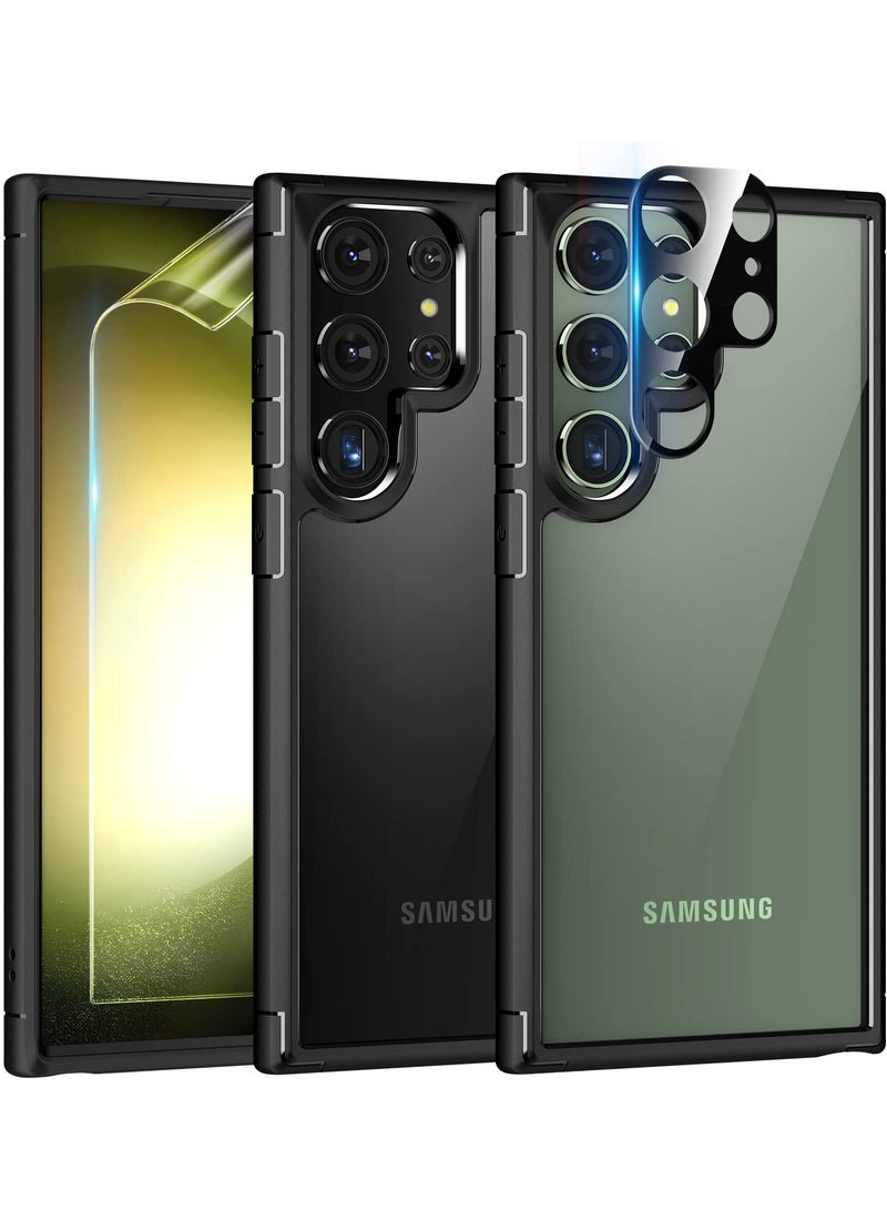 for Samsung Galaxy S24 Ultra Case, TPU Soft Film Screen Protector X2, Tempered Glass Camera Protector X2, Slim Fit Transparent Mobile Phone Back Cover 5-in-1 Full Body Protetive Accessorise - Image 1