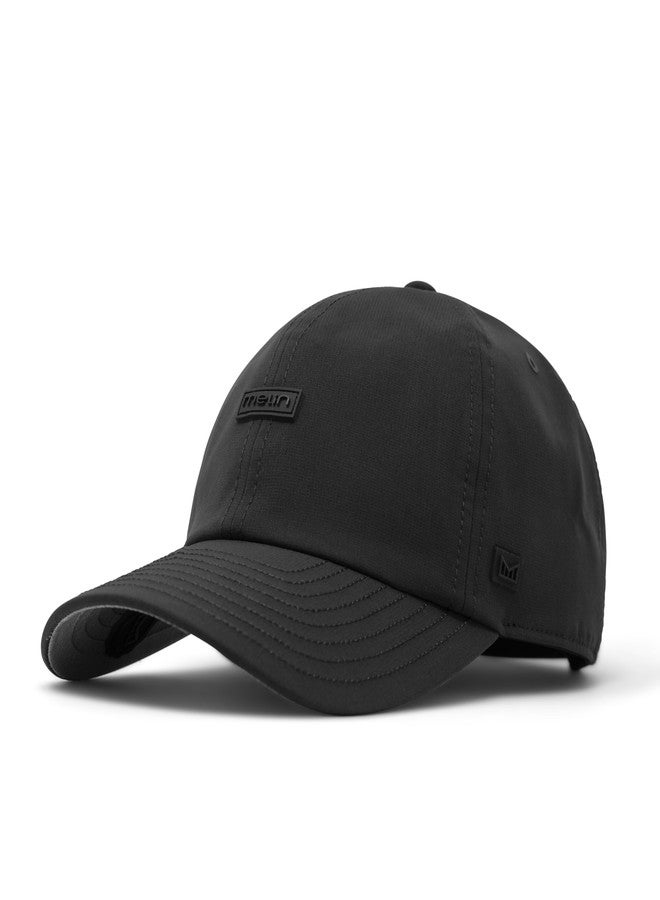 melin Legend Hydro, Black, Men's Performance Dad Hat, Relaxed Fit, Water-Resistant Baseball Cap for Men & Women, Golf & Workout Hat, Medium-Large - Image 1