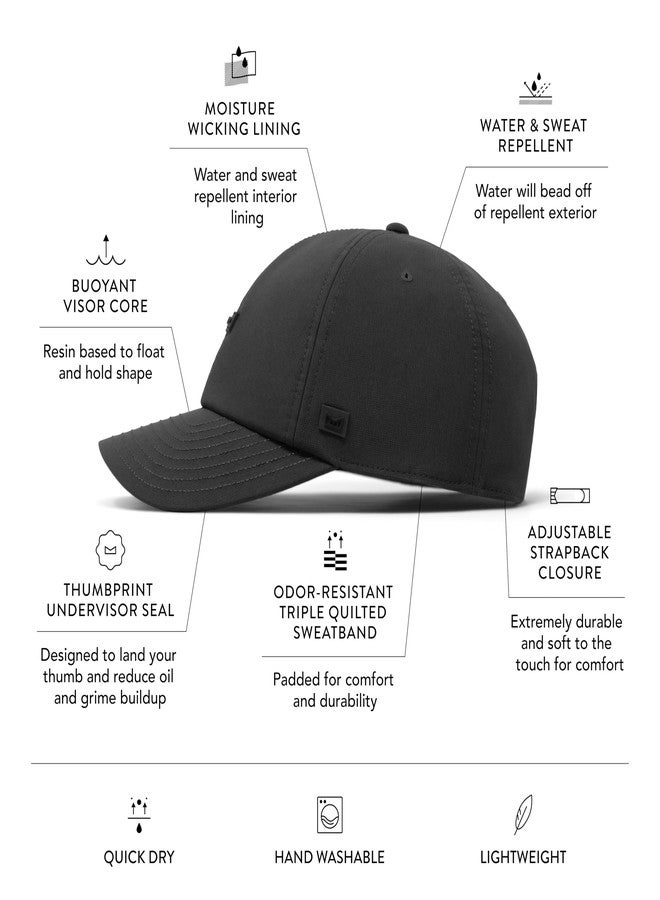 melin Legend Hydro, Black, Men's Performance Dad Hat, Relaxed Fit, Water-Resistant Baseball Cap for Men & Women, Golf & Workout Hat, Medium-Large - Image 2