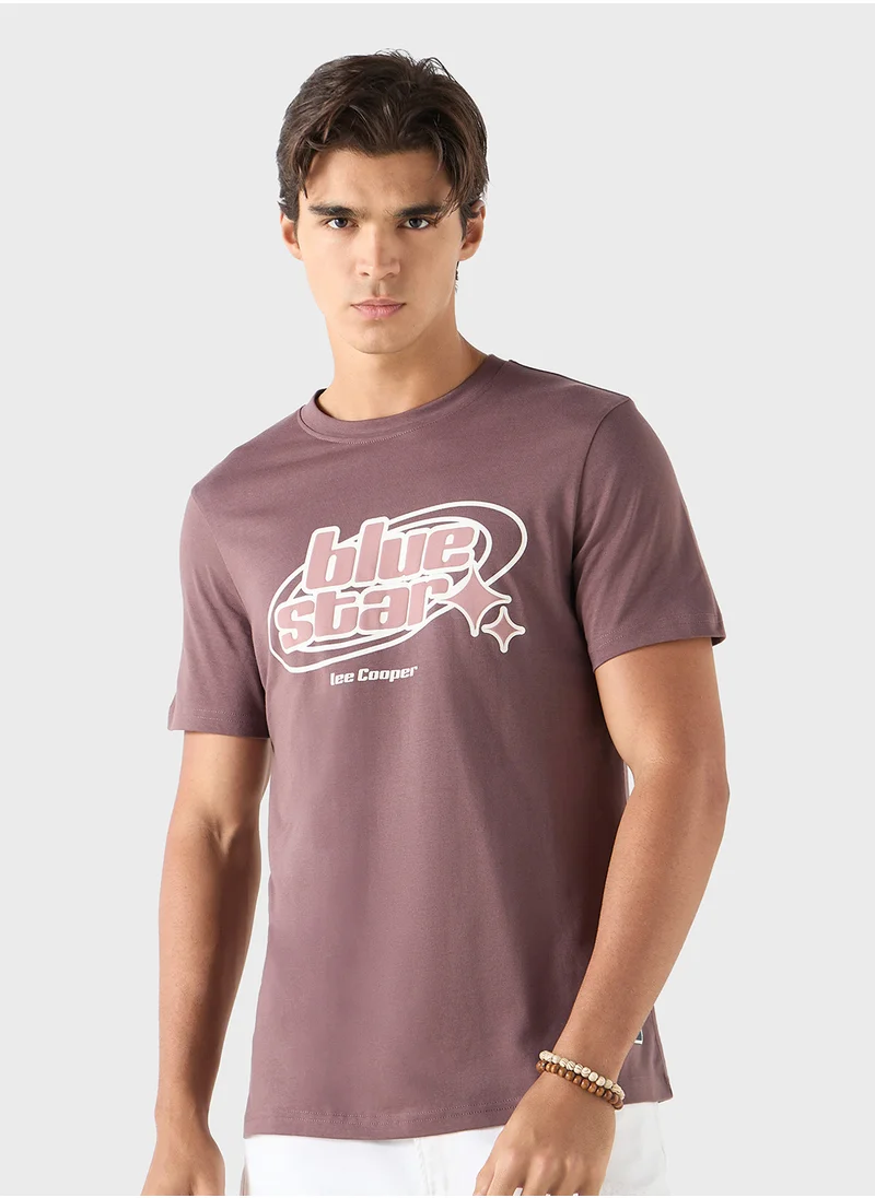 لي كوبر Lee Cooper Logo Print T-shirt with Crew Neck and S