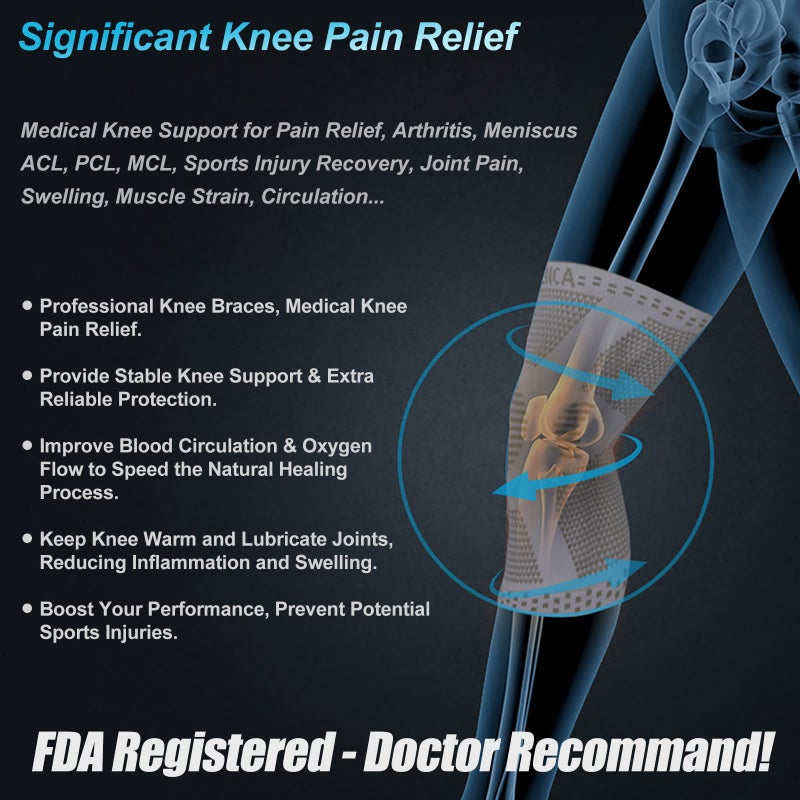 نينكا نينسا 2 حزمة الأقواس ركبة لأكمام ركبة آلام في الركبة مع وسادة جل الرضفة والمثبتات الجانبية دعم الركبة لالتهاب المفاصل الهضرمة المفصلية. - Image 4
