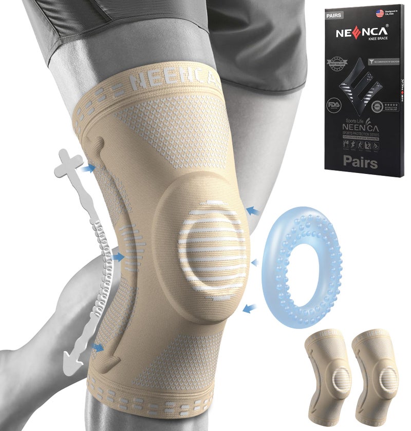 نينكا نينسا 2 حزمة الأقواس ركبة لأكمام ركبة آلام في الركبة مع وسادة جل الرضفة والمثبتات الجانبية دعم الركبة لالتهاب المفاصل الهضرمة المفصلية. - Image 1