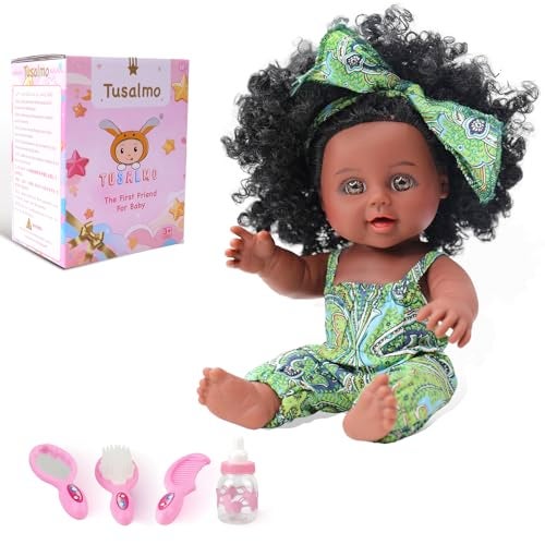 TUSALMO 10 INCH Black Baby Doll Toy with Accessories African American Baby Dolls in Gift Box Ideal Holiday Christmas Birthday Gift for 3 Year Old Girls Soft Body Black Dolls for Toddlers - Image 1