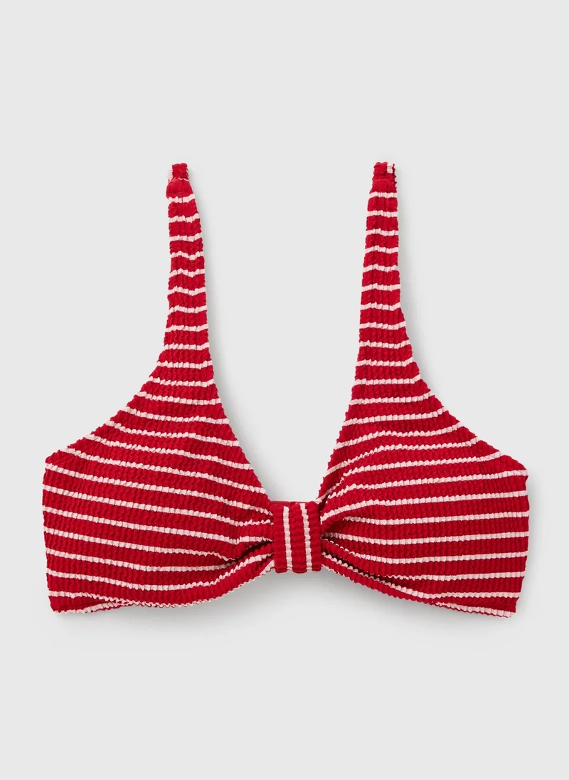 Matalan Red Stripe Knot Bikini Top