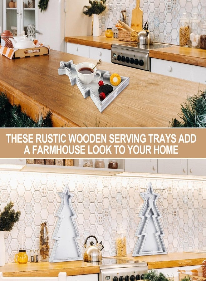 Sliner 3 Pcs Christmas Tree Trays Wooden Decorative Platters Christmas Tree Charcuterie Boards Farmhouse Holiday Serving Dishes for Home Sushi Snack Fruit Bread Salad Vegetables Dessert - Image 4