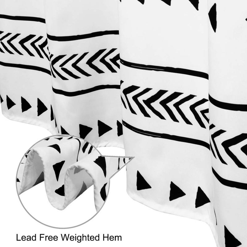Uphome 72x72 Boho Shower Curtain Black and White Fabric Bathroom Curtains Set with Hooks, Chic Triangle and Geometric Tassel Bath Curtain, Heavy Duty and Waterproof for Modern Hotel Decor - Image 4