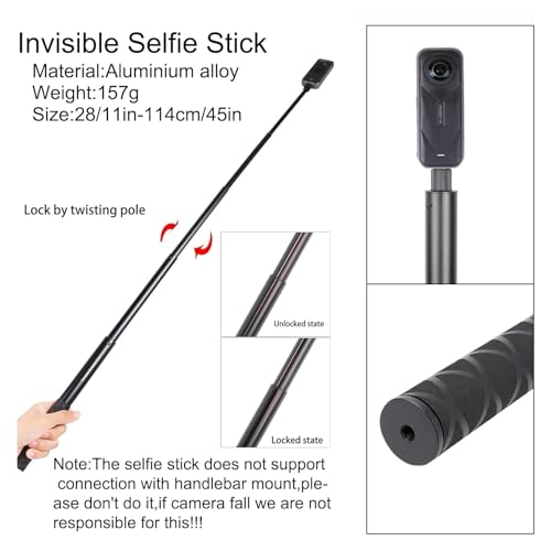 PellKing Accessories Kit for insta360 X5,Included Carrying Case with Belt,2 Pcs Metal 1/4" Adapter,Handlebar Clamp,Magnetic Mount,43in Selfie Stick,Chest Strap,Head Strap,Backpack Mount,and Others - Image 2