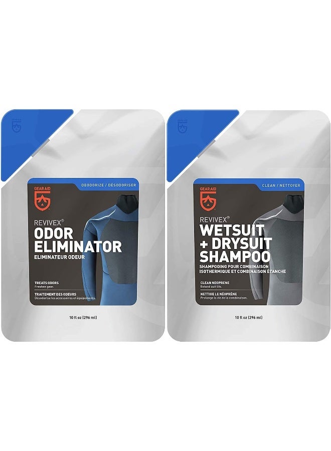 Gear Aid GEAR AID Wetsuit Cleaner and Conditioner for Neoprene, Removes Salt and Residue with Concentrated Shampoo, Odor Kit 