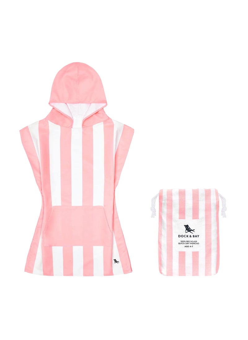 Dock & Bay Dock & Bay Poncho with Hood for Kids, Super Absorbent, Quick Dry Beach & Pool Towel, Compact & Lightweight - Age 4 to 7 - MALIBU PINK  - Image 1