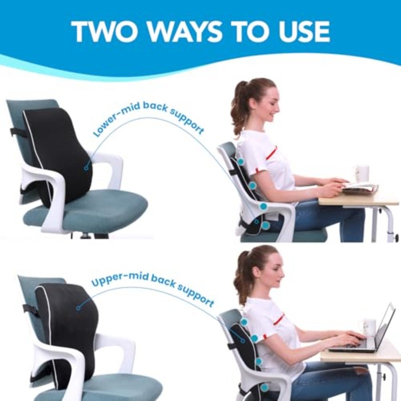 Lumbar Support Pillow for Office Chair, Office Home Essentials, Gifts for Mom, Dad, Back Support Pillow for Car, Chair Cushions, Back Pain Relief Improve Posture, Mesh Cover Double Adjustable Straps - Image 5