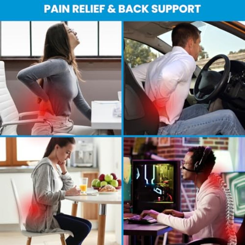 Lumbar Support Pillow for Office Chair, Office Home Essentials, Gifts for Mom, Dad, Back Support Pillow for Car, Chair Cushions, Back Pain Relief Improve Posture, Mesh Cover Double Adjustable Straps - Image 2