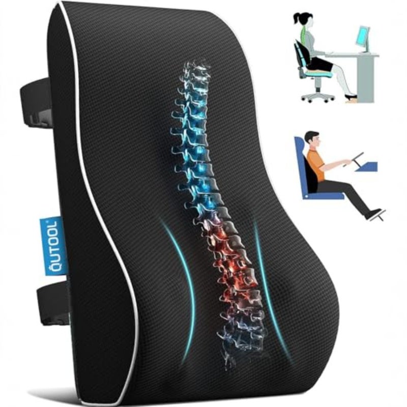 Lumbar Support Pillow for Office Chair, Office Home Essentials, Gifts for Mom, Dad, Back Support Pillow for Car, Chair Cushions, Back Pain Relief Improve Posture, Mesh Cover Double Adjustable Straps - Image 1