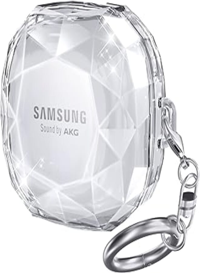 Ahastyle AHASTYLE Compatible with Samsung Galaxy Buds FE Case (2023)/Galaxy Buds 2 Case/Galaxy Buds Pro Case/Galaxy Buds Live Case Hard PC Shockproof Case Crystal Shape Protective Cover with Keychain (Clear) 