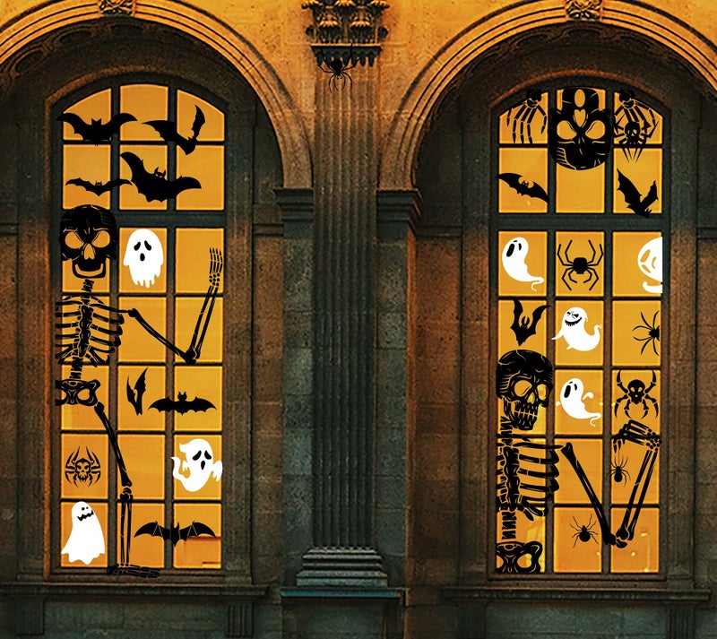 Funnlot Halloween Window Clings Scary Halloween Window Decorations 3D Skeleton Windows Cling Indoor Hallowe'en Windows Stickers Skeleton Decals Windows Clings for Glass Scary - Image 1