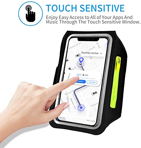 HAISSKY Running Armband with Earphone Bag Cell Phone Armband for iPhone 16 15 Pro 14 Plus 13 11 XR XS, Galaxy S24/S10 Water Resistant Sports Phone Holder Case & Zipper Slot Car Key Holder for 6.7 inch Phone - Image 3