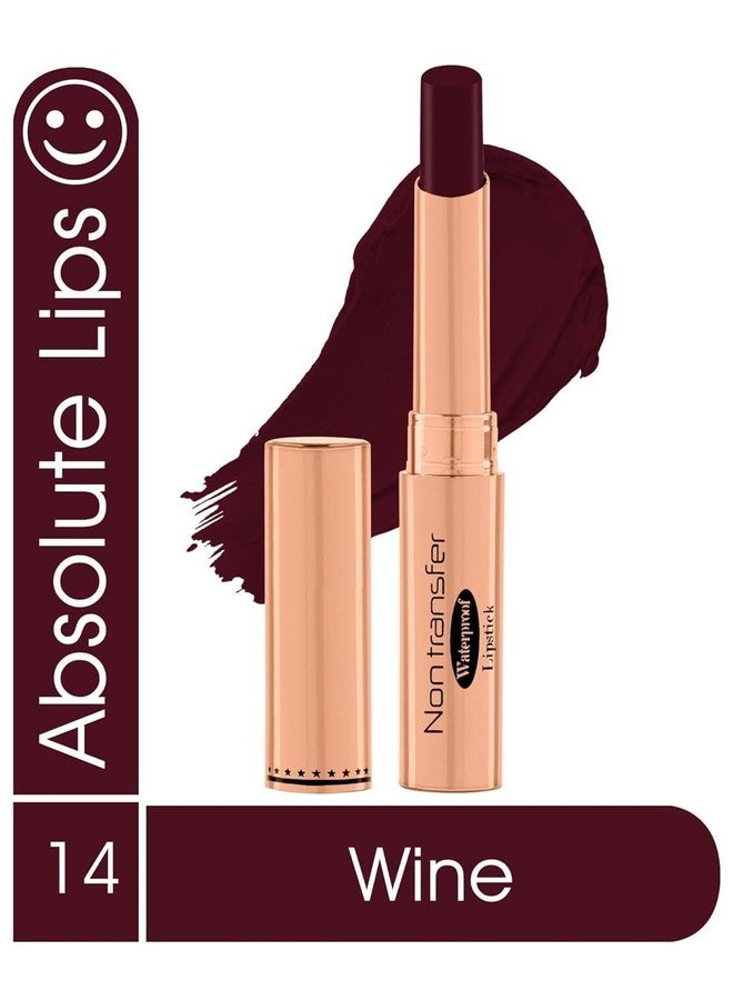 lele ABSOLUTE LIPS Non Transfer Waterproof Lipstick, Long Lasting Smudge Proof Highly Pigmented Shade 14 (WINE) - Image 2