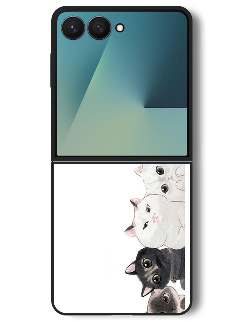 Theodor Case Compatible with Samsung Galaxy Z Flip 7 - 6.9 Inch Protection Shockproof Bumper Cover Cute Cats - Image 1