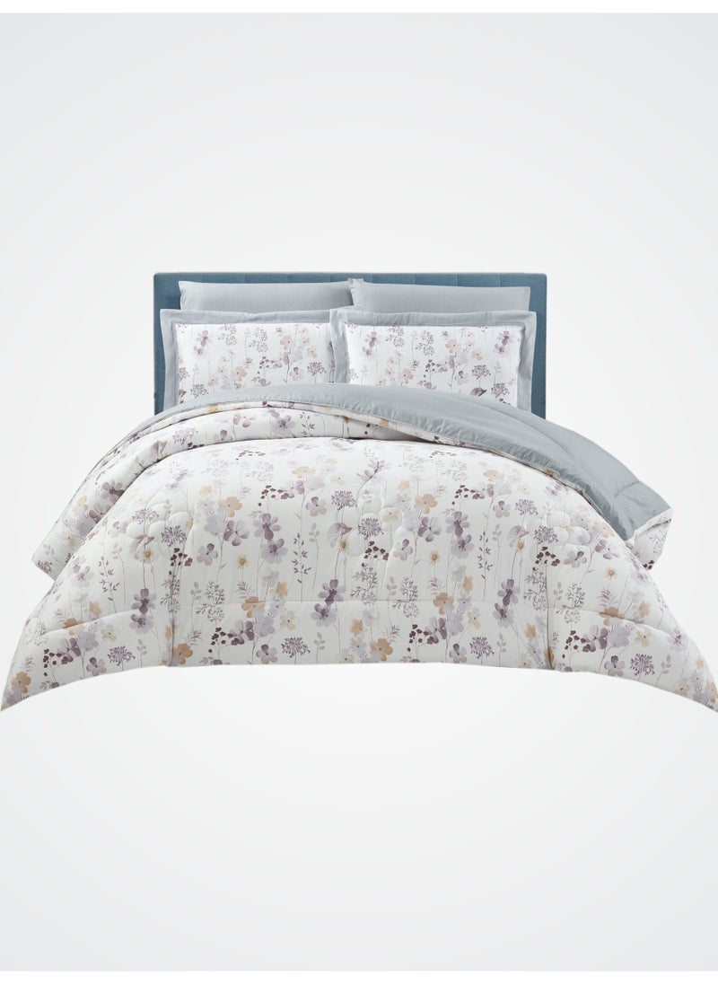 Donetella Bedding Comforter Set King Size, 6-Pcs Bed Set Fits 200x200 Cms -Printed Bedding Set-All Season- Brushed Microfiber (طقم مفرش سرير فندقي)  - Image 1