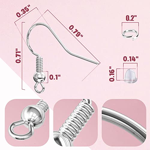 Aiythouy Hypoallergenic Earring Hooks, 600 Pcs Earring Making Supplies Kit with Earring Hooks, Jump Rings and Earring Backs for Jewelry Making (Silver and Gold) - Image 3