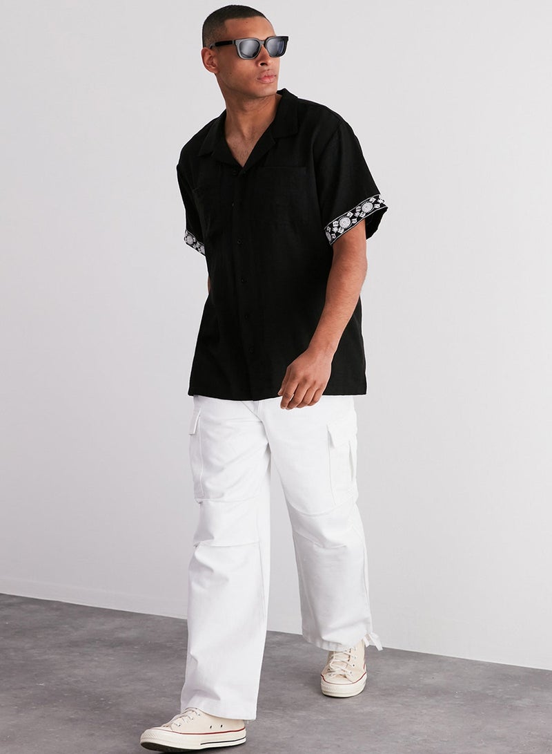 trendyol White Loose Fit Cuffed Tie-Detail Cargo Pants - Image 1
