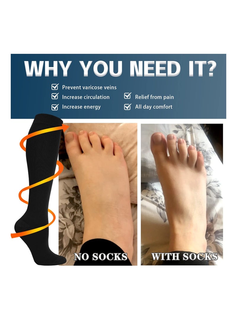 Excefore Compression Socks, 4 Pairs for Women and Men, 20-30 mmHg is Best for Athletic, Travel, Running, Fitness, Reduce Calf Pain Faster Recovery L/XL  - Image 2