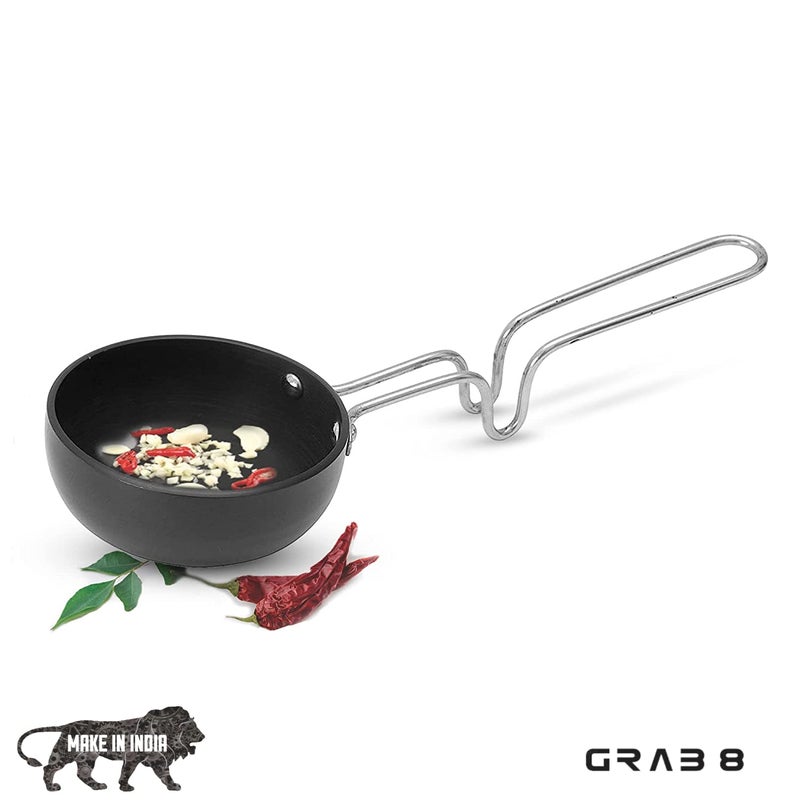 Grab8 Small Tadka pan Pure Iron Tadka Pan Mini Round Frying Pan with Steel Handle Iron Cast Iron Tadka Pan Tadka Pan Hard Anodised Tadka Pan Spice Heating Pan Tadka pan Non Stick 033Kg - Image 3